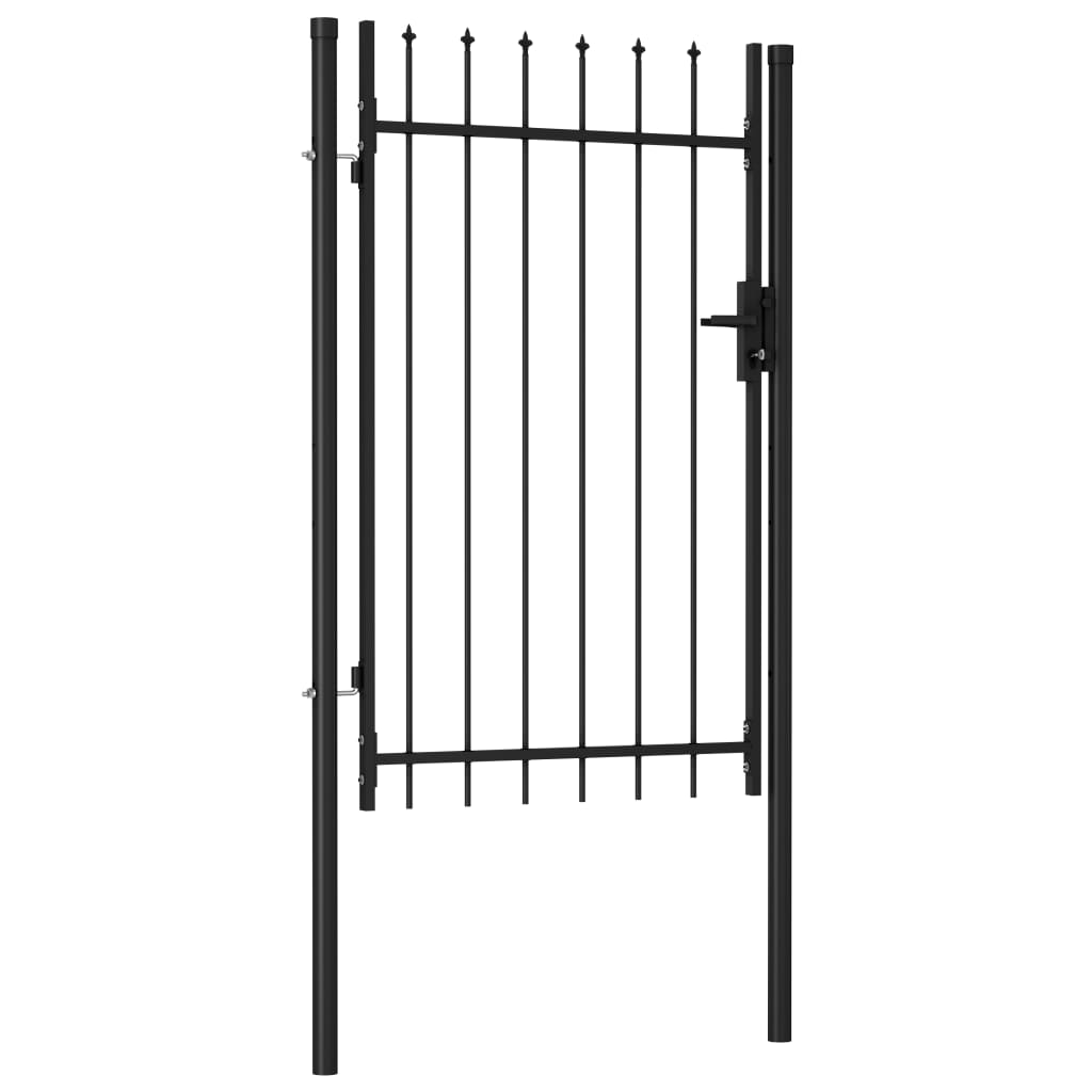 vidaXL Poartă de gard cu o ușă, vârf ascuțit, negru, 1 x 1,5 m, oțel
