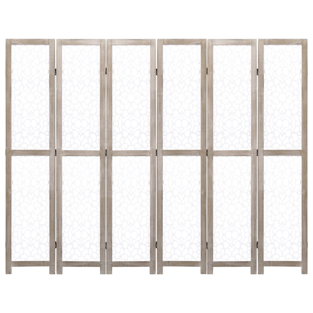 vidaXL Paravan de cameră cu 6 panouri, alb, 210 x 165 cm, lemn masiv