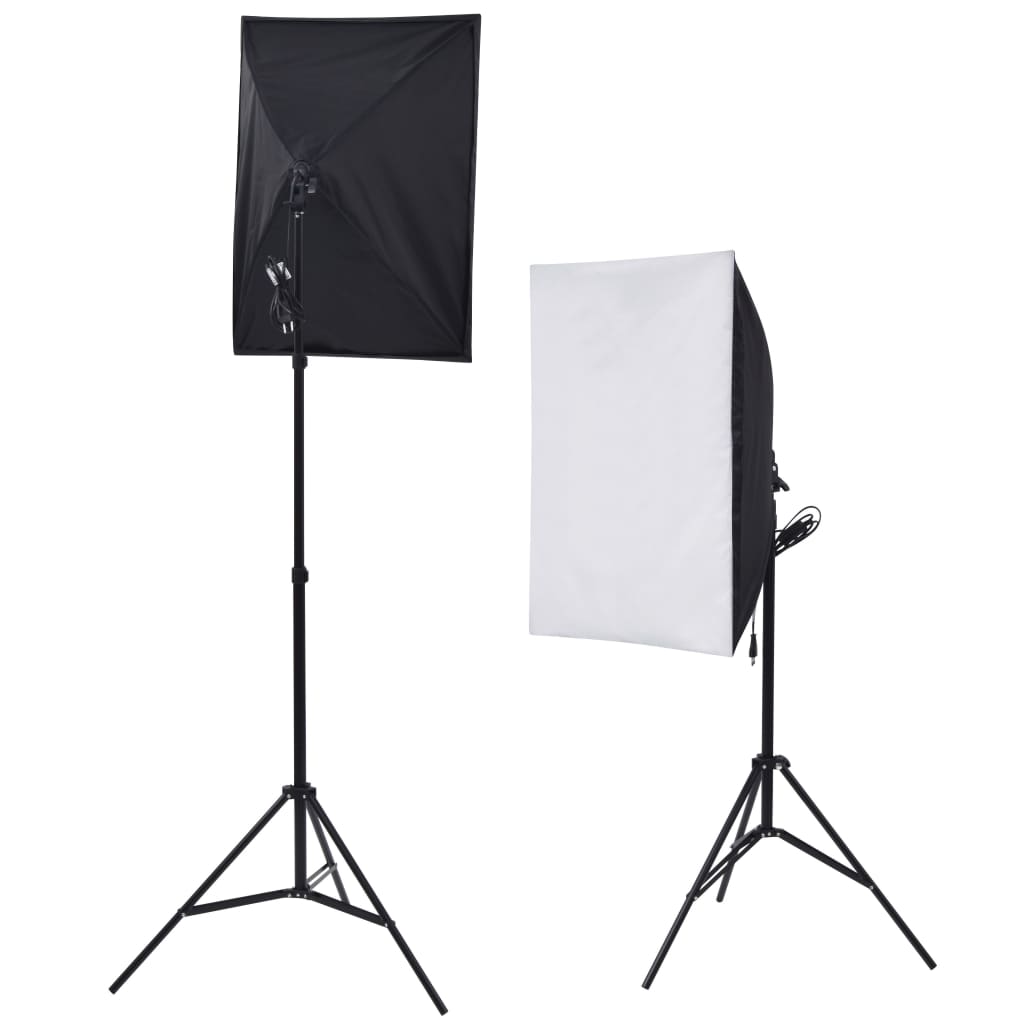 vidaXL Set studio foto cu lumini softbox, umbrele, fundal și reflector
