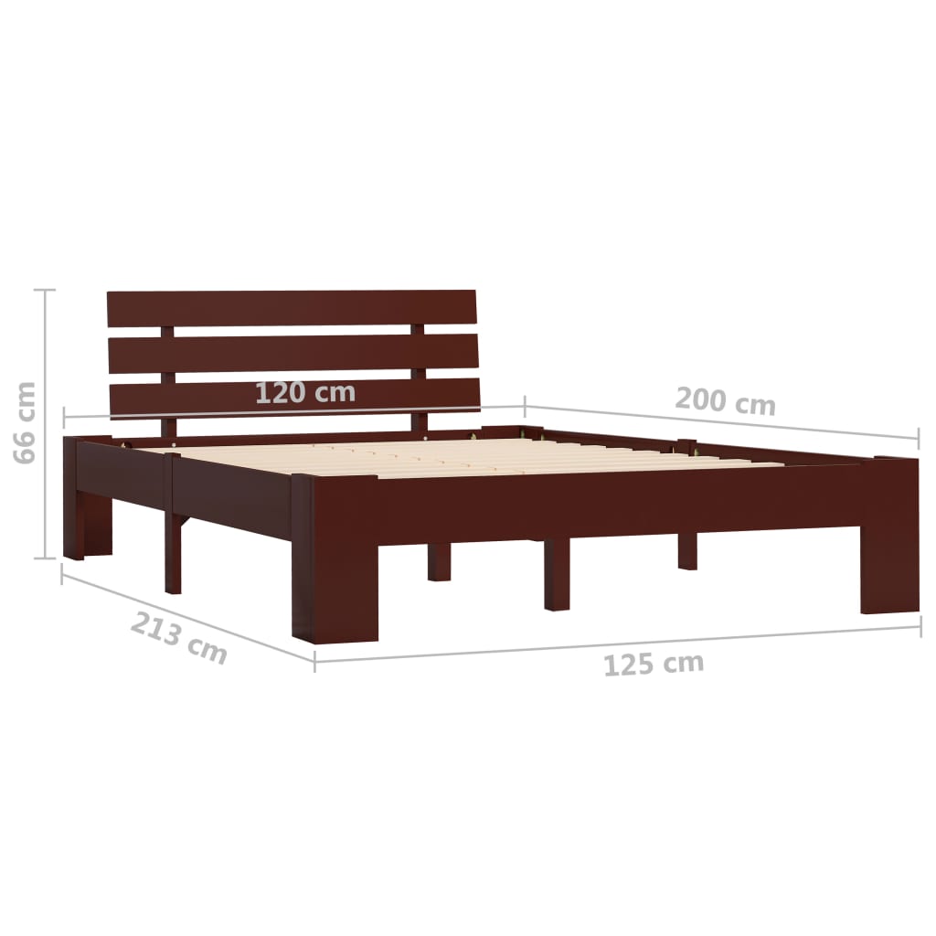 vidaXL Cadru de pat, maro închis, 120 x 200 cm, lemn masiv de pin
