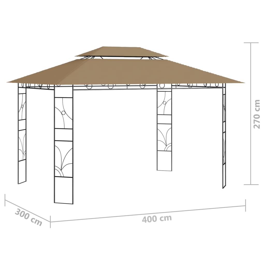 vidaXL Pavilion, gri taupe, 4x3x2,7 m, 160 g/m²