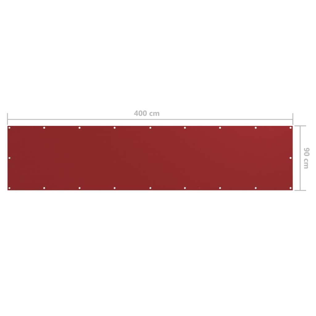 vidaXL Paravan de balcon, roșu, 90 x 400 cm, țesătură oxford