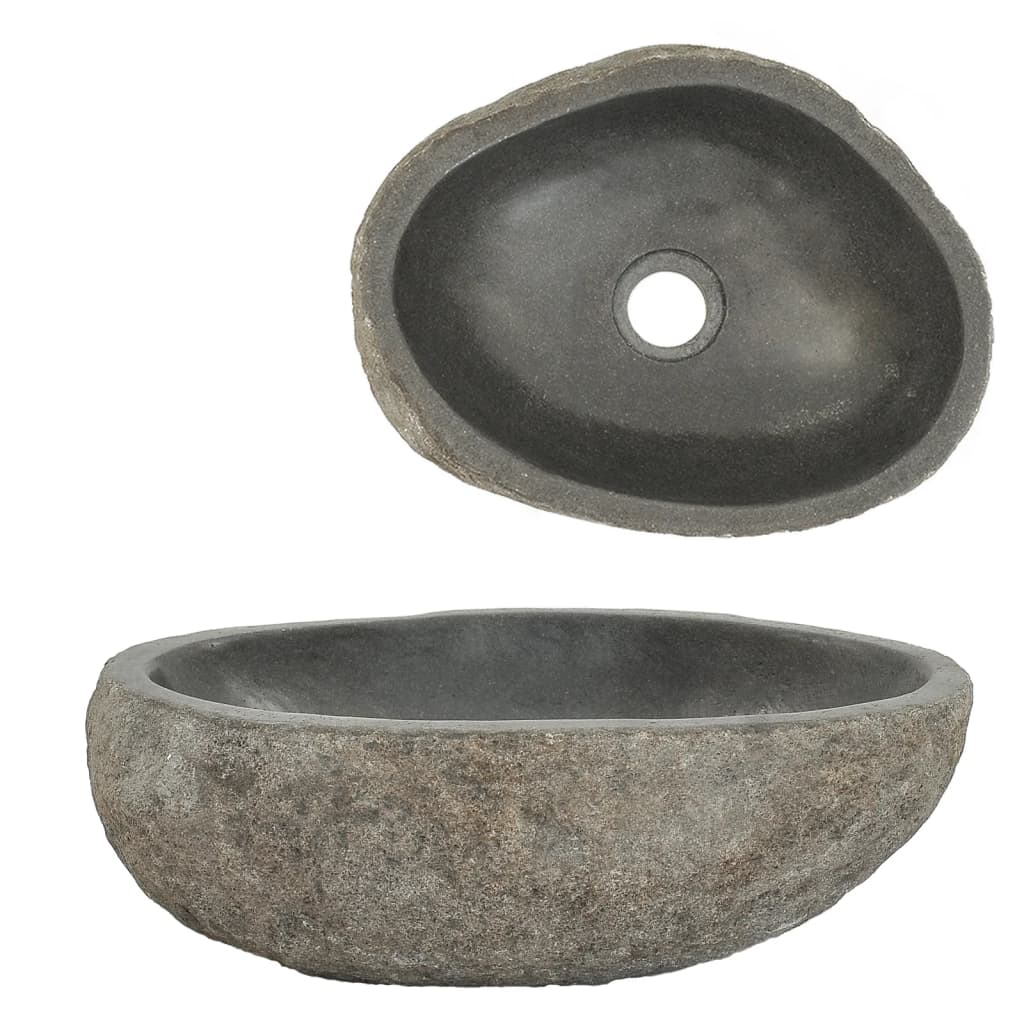 vidaXL Chiuvetă din piatră de râu, 29-38 cm, oval