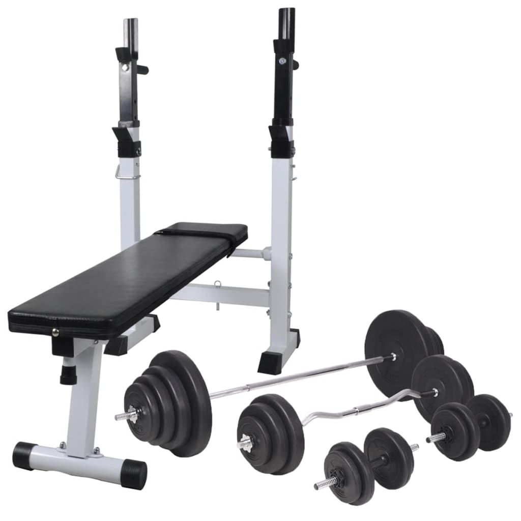 vidaXL Bancă fitness cu rastel greutăți, set haltere/gantere, 120 kg
