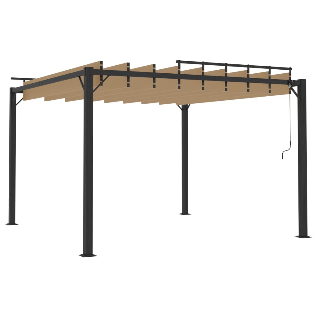 vidaXL Pavilion cu acoperiș jaluzea gri taupe 3x3 m țesătură&aluminiu