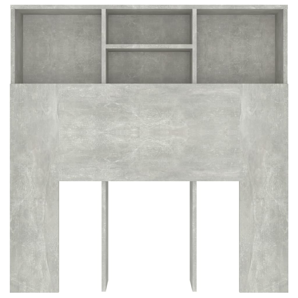 vidaXL Tăblie de pat cu dulap, gri beton, 100x19x103,5 cm