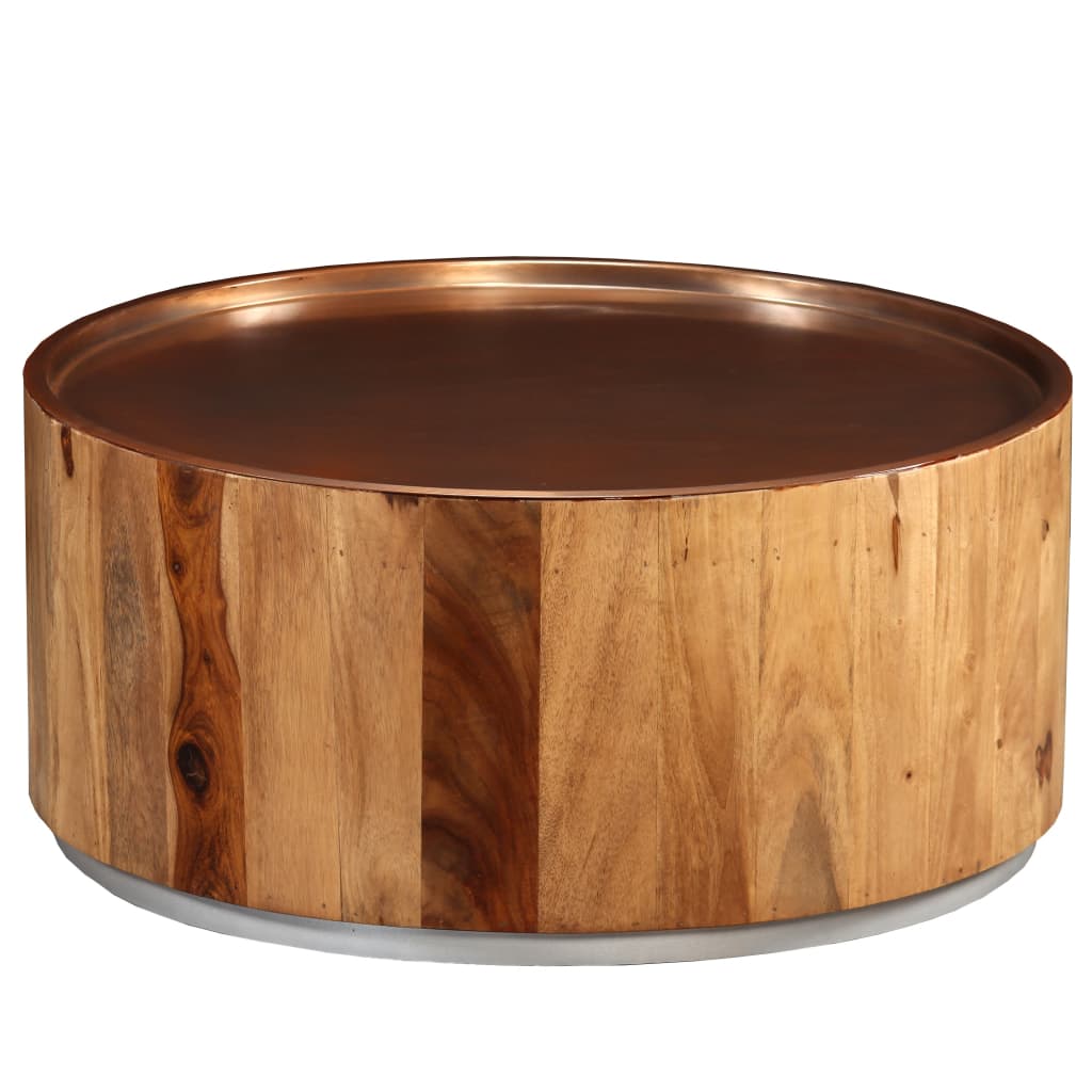 vidaXL Măsuță de cafea, lemn masiv de palisandru și oțel, 68 cm