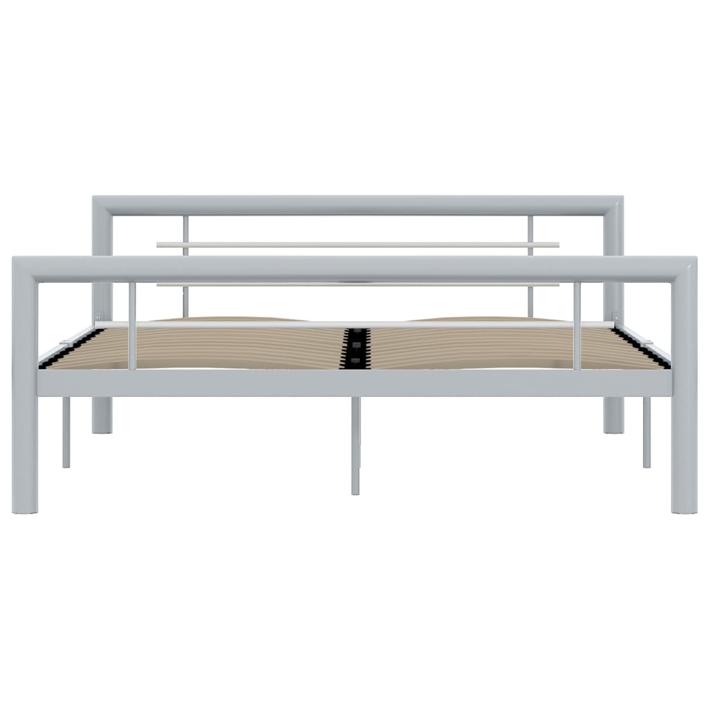 vidaXL Cadru de pat, gri și alb, 160 x 200 cm, metal