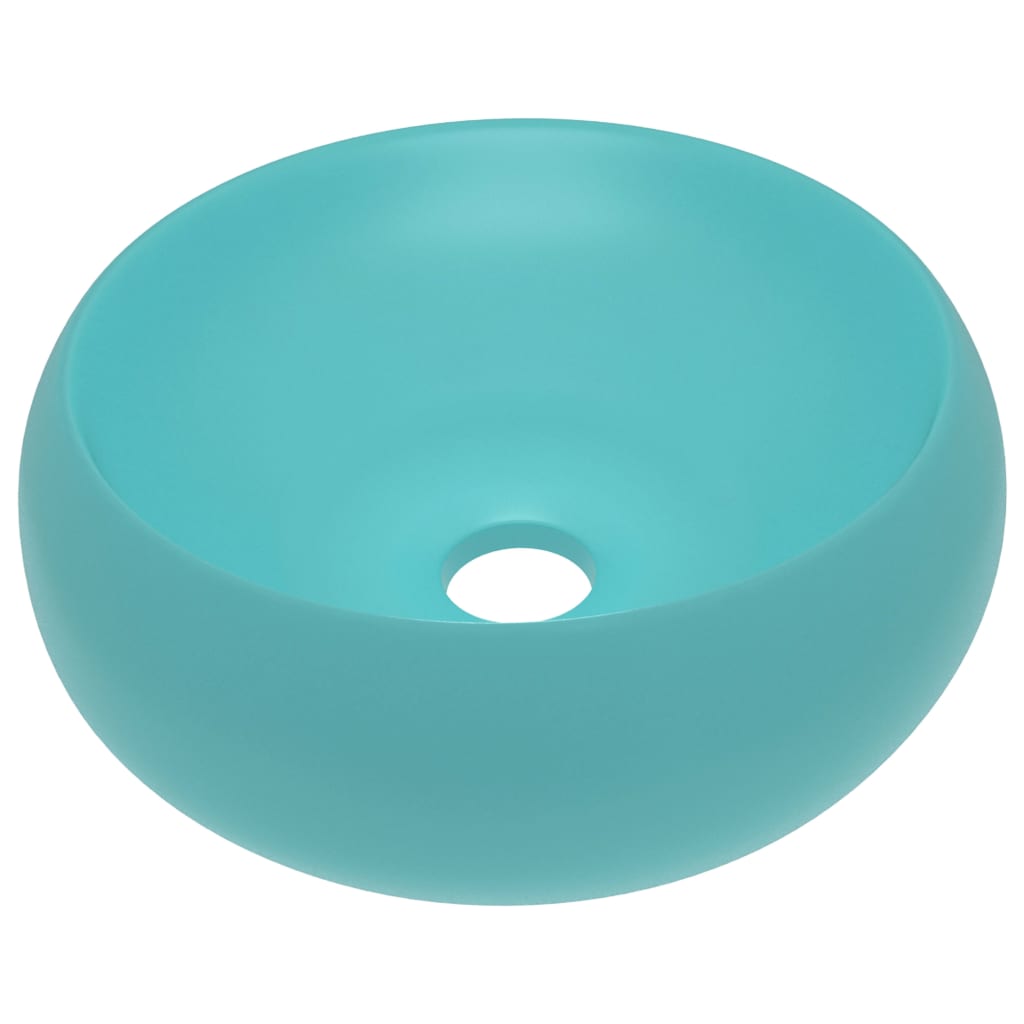 vidaXL Chiuvetă baie lux verde deschis mat 40x15 cm ceramică rotund