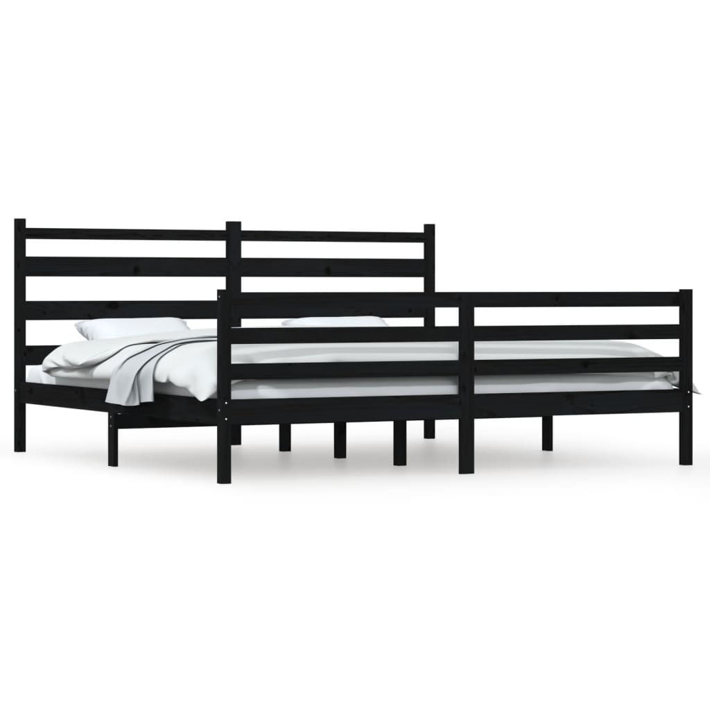 vidaXL Cadru de pat, 200x200 cm, lemn masiv de pin, negru