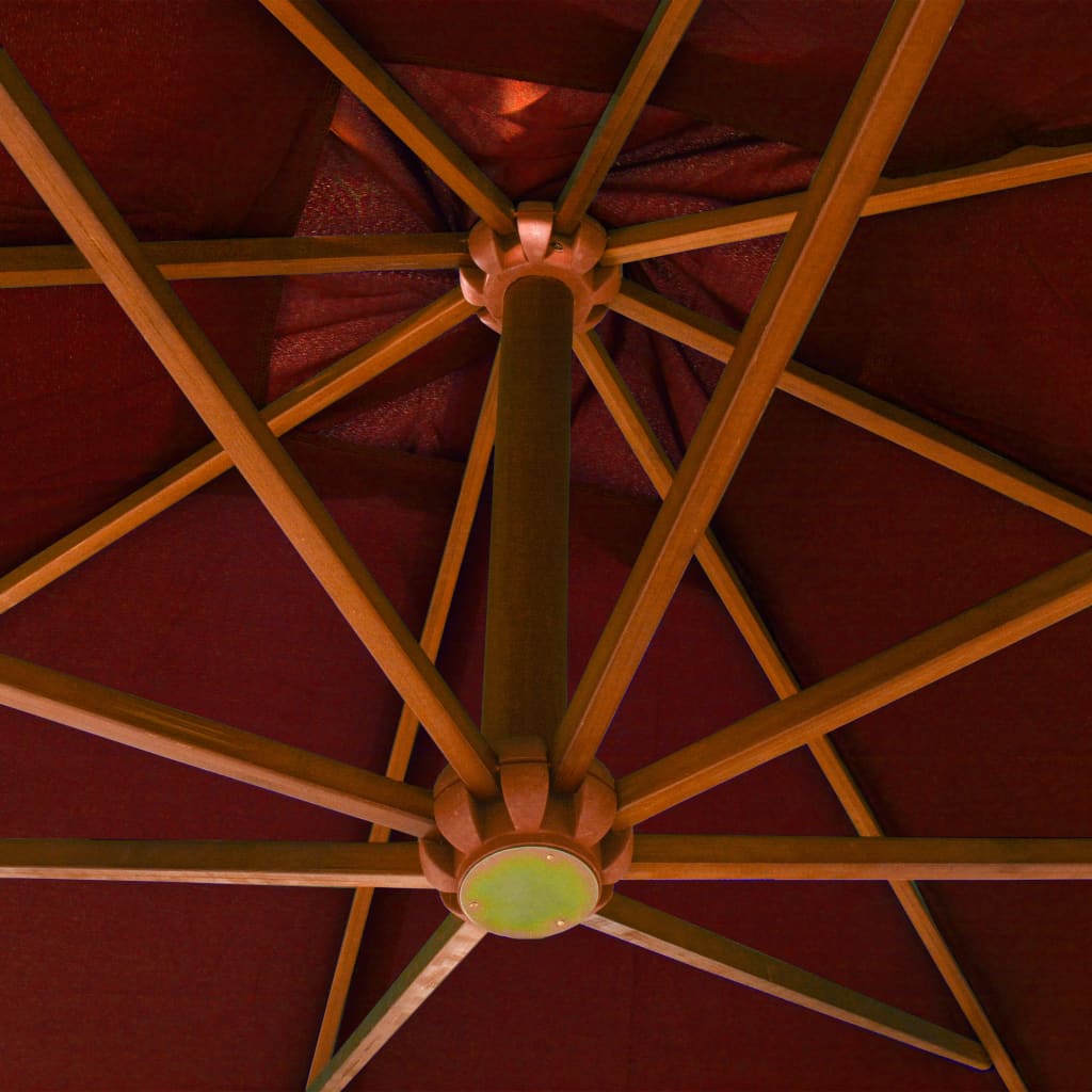 vidaXL Umbrelă suspendată cu stâlp, cărămiziu, 3x3 m, lemn masiv brad