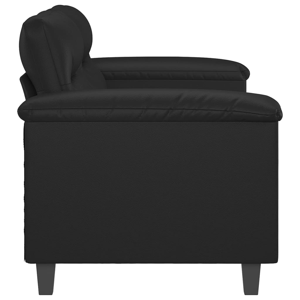 vidaXL Canapea cu 2 locuri, negru, 140 cm, piele ecologică