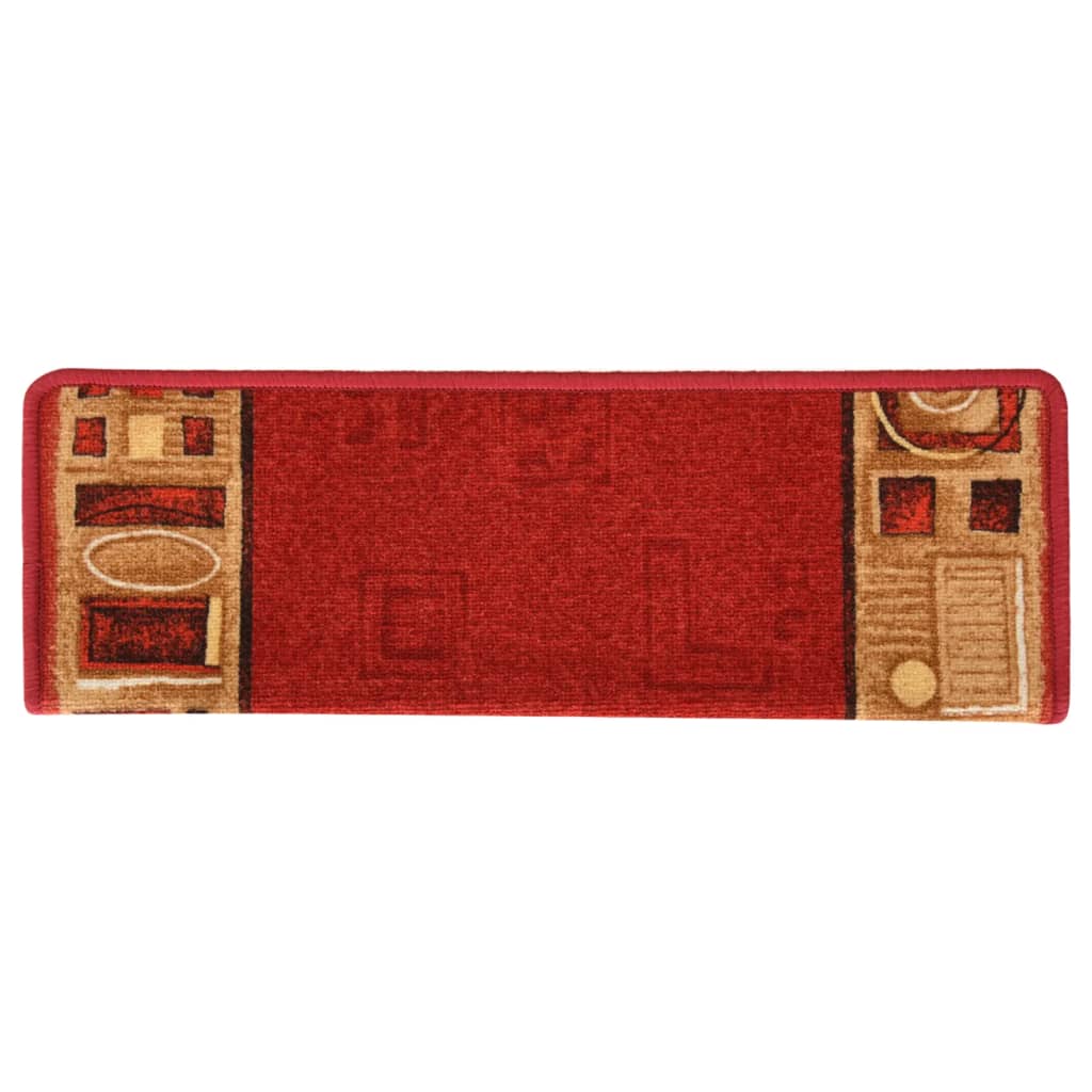 vidaXL Covorașe scări autoadezive, 15 buc., roșu, 65x21x4 cm