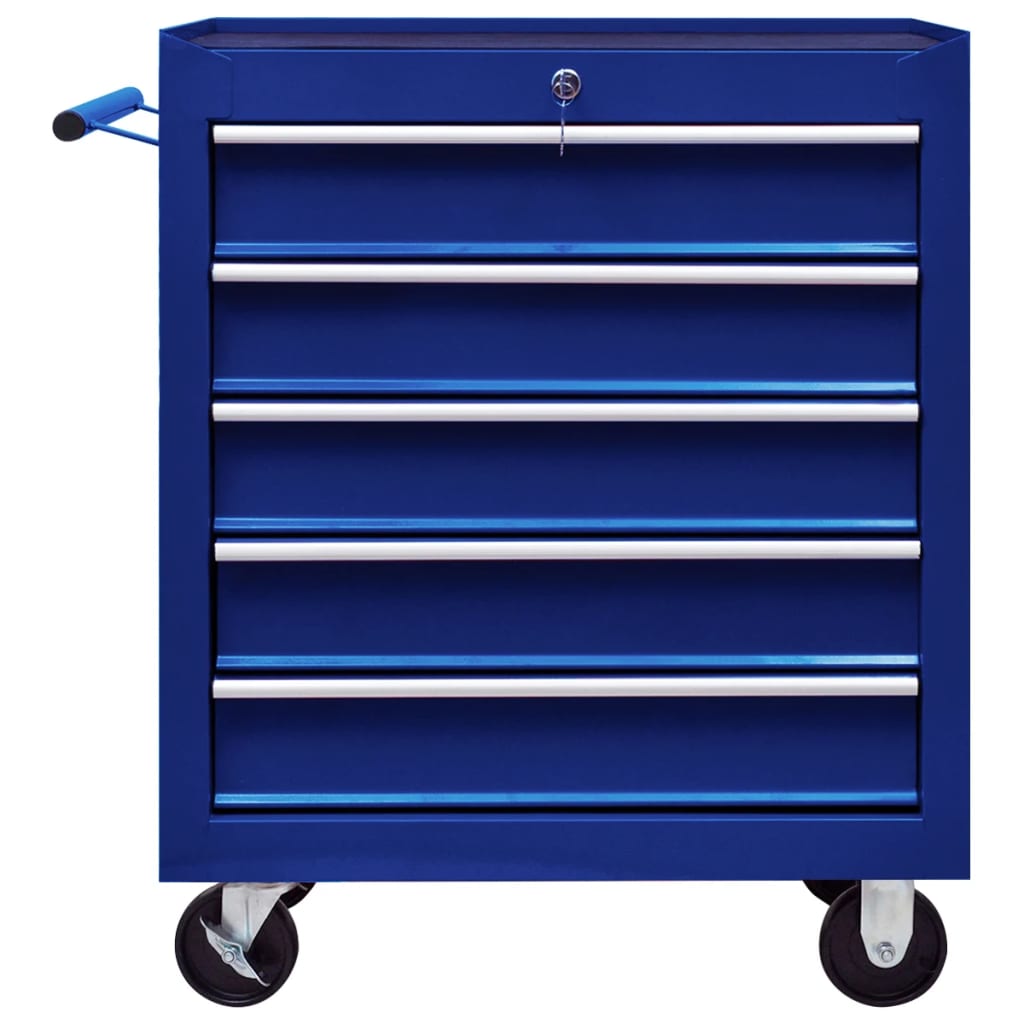 vidaXL Cărucior de scule pentru atelier cu 5 sertare, albastru