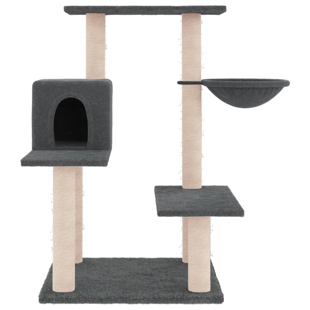 vidaXL Ansamblu pisici cu stâlpi din funie sisal, gri închis, 82,5 cm