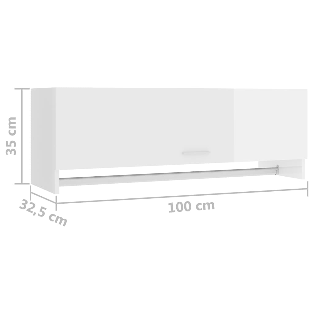 vidaXL Șifonier, alb extralucios, 100x32,5x35 cm, PAL
