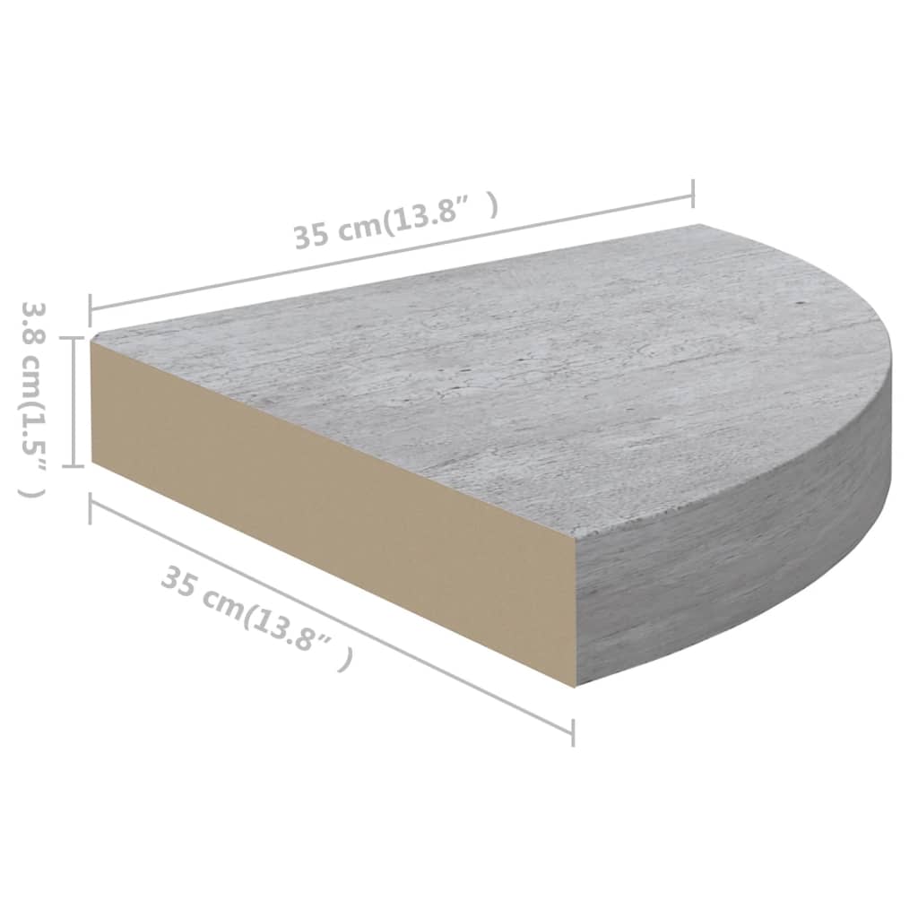 vidaXL Rafturi de colț de perete 4 buc. gri beton 35x35x3,8 cm MDF