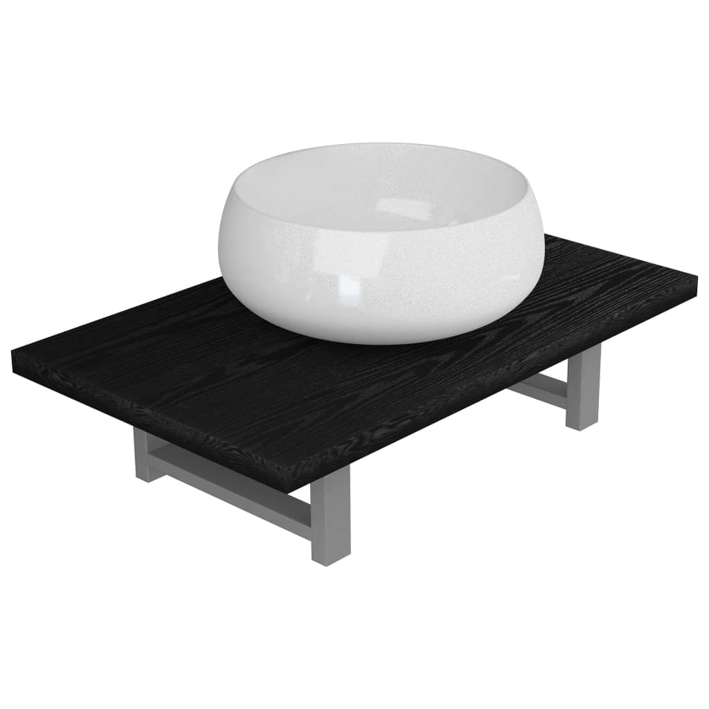 vidaXL Set mobilier de baie, 2 piese, negru, ceramică