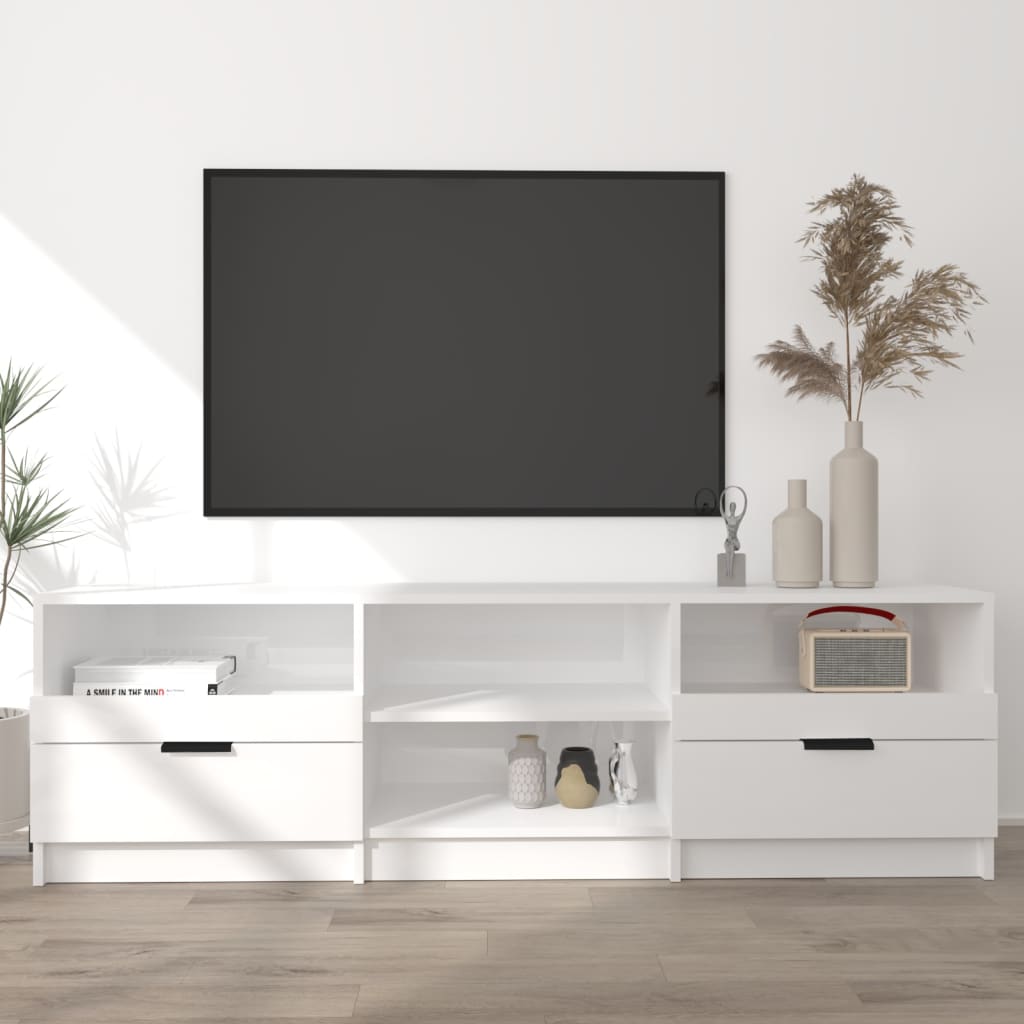 vidaXL Comodă TV, alb extralucios, 150x33,5x45 cm, lemn prelucrat
