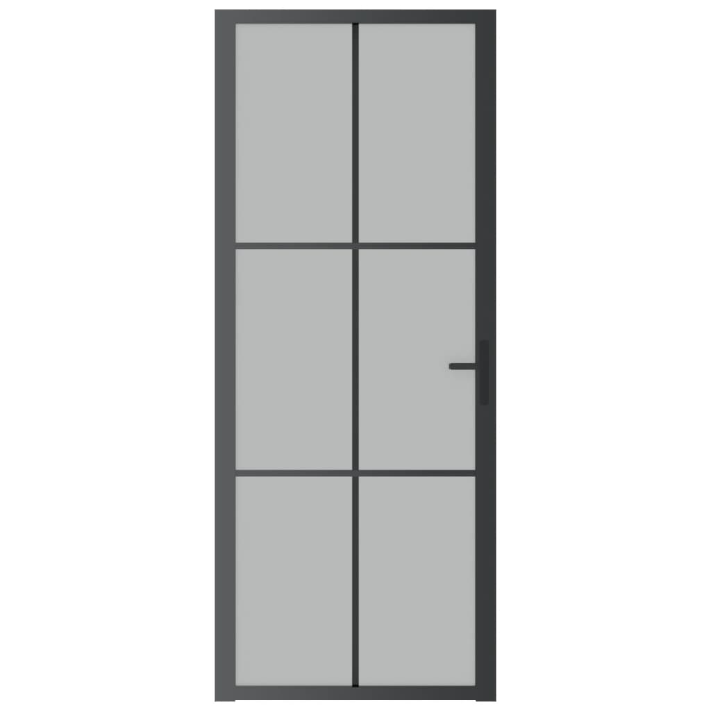 vidaXL Ușă de interior, 83x201,5 cm, sticlă neagră mată și aluminiu