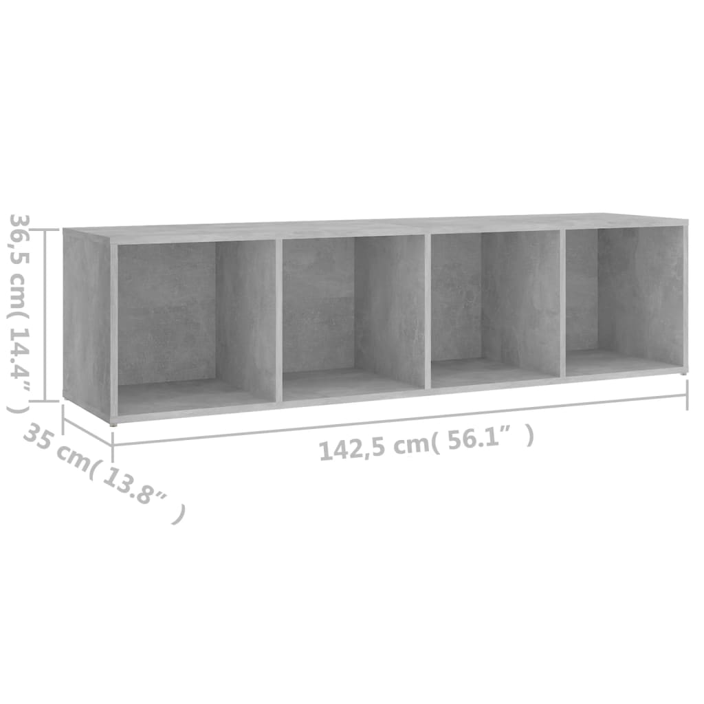 vidaXL Comodă TV, gri beton, 142,5x35x36,5 cm, PAL