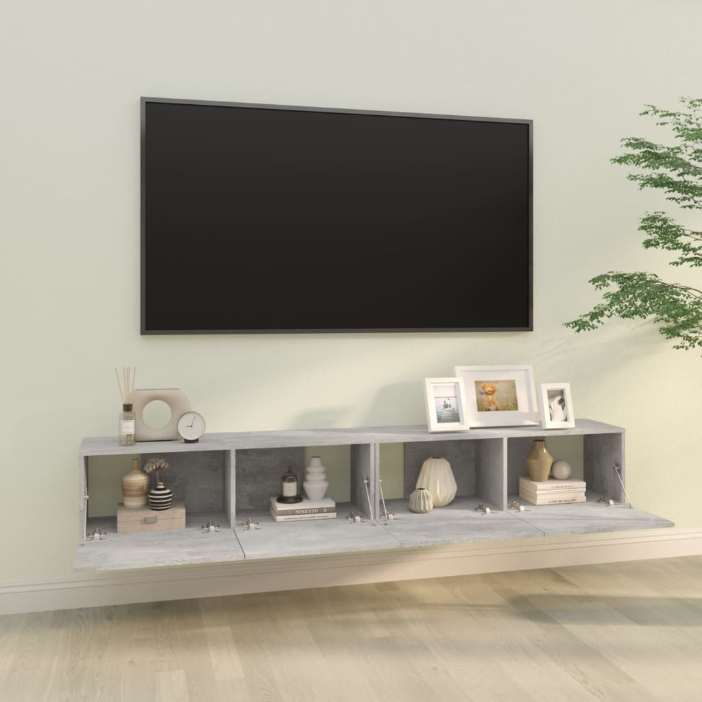 vidaXL Dulapuri TV perete 2 buc. gri beton 100x30x30 cm lemn compozit