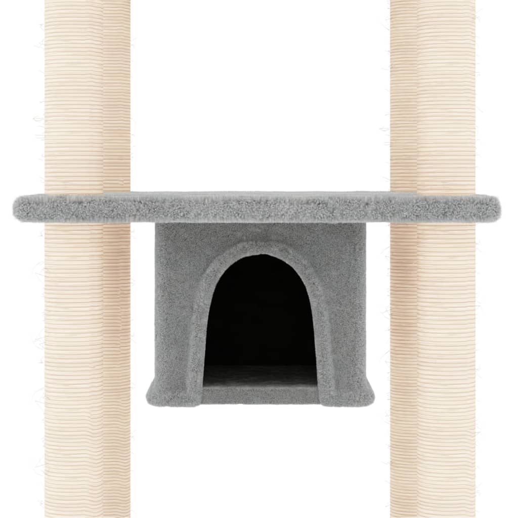 vidaXL Ansamblu de pisici, stâlpi din funie sisal, gri deschis, 169 cm