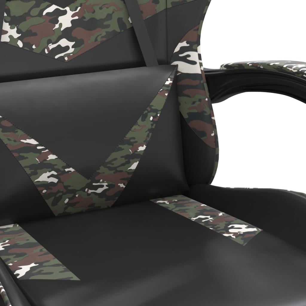 vidaXL Scaun de gaming pivotant, negru și camuflaj, piele ecologică