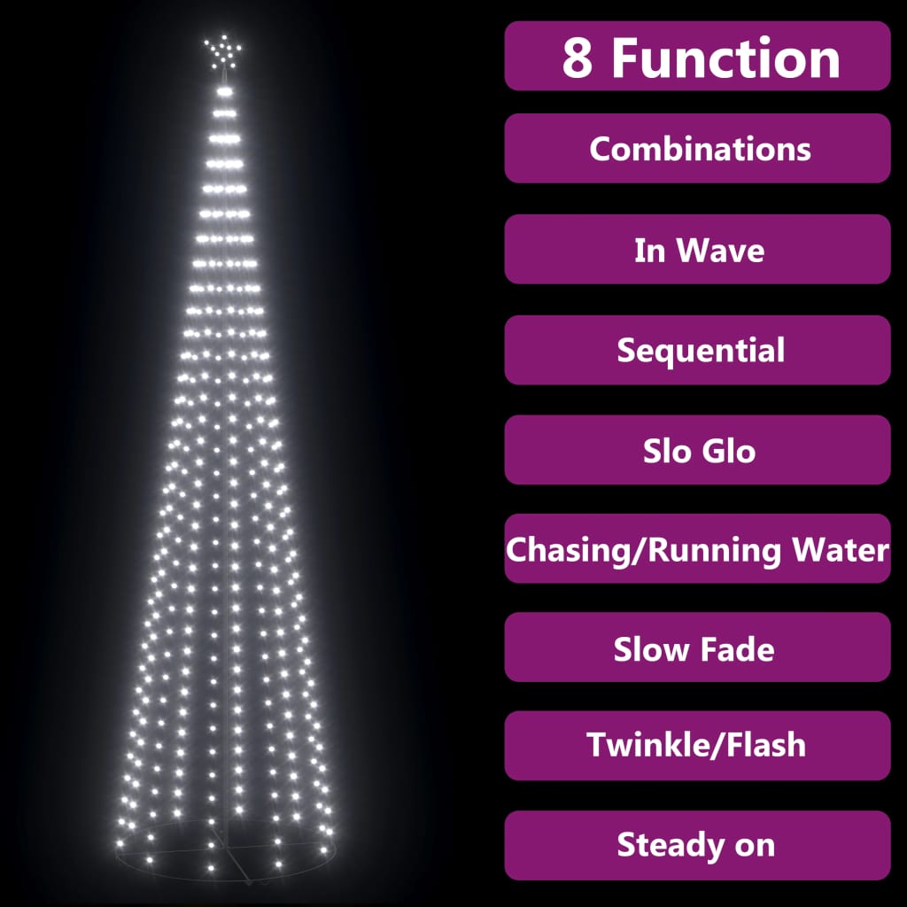 vidaXL Decorațiune brad Crăciun conic 400 LED-uri alb rece 100x360 cm