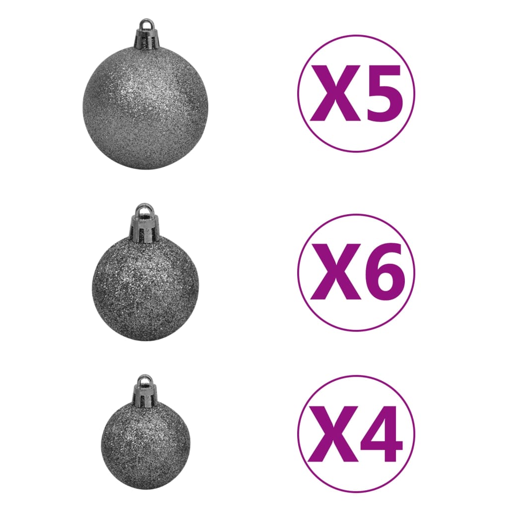 vidaXL Set brad de Crăciun artificial cu LED-uri/globuri/conuri 180 cm