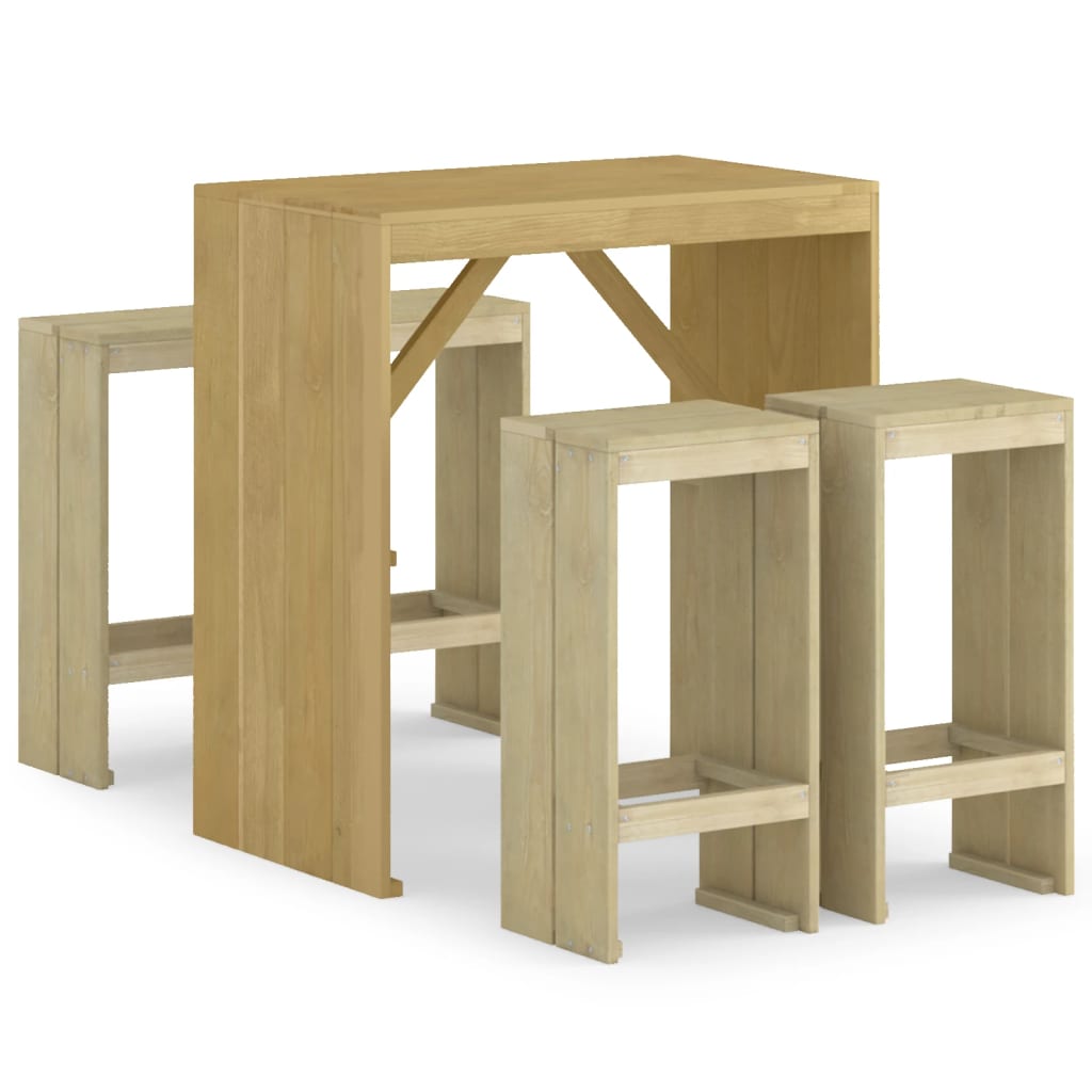 vidaXL Set mobilier de bar de grădină, 5 piese, lemn de pin tratat