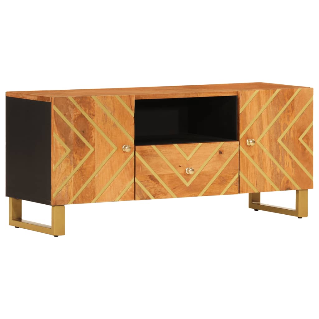 vidaXL Dulap TV maro și negru 105x33,5x46 cm lemn masiv de mango