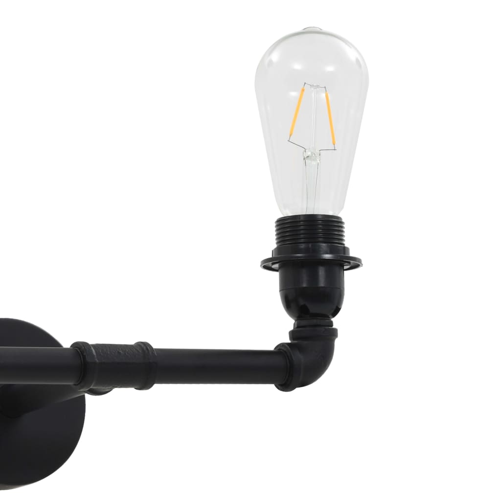 vidaXL Lampă de perete cu 2 brațe, negru, 2 becuri x E27