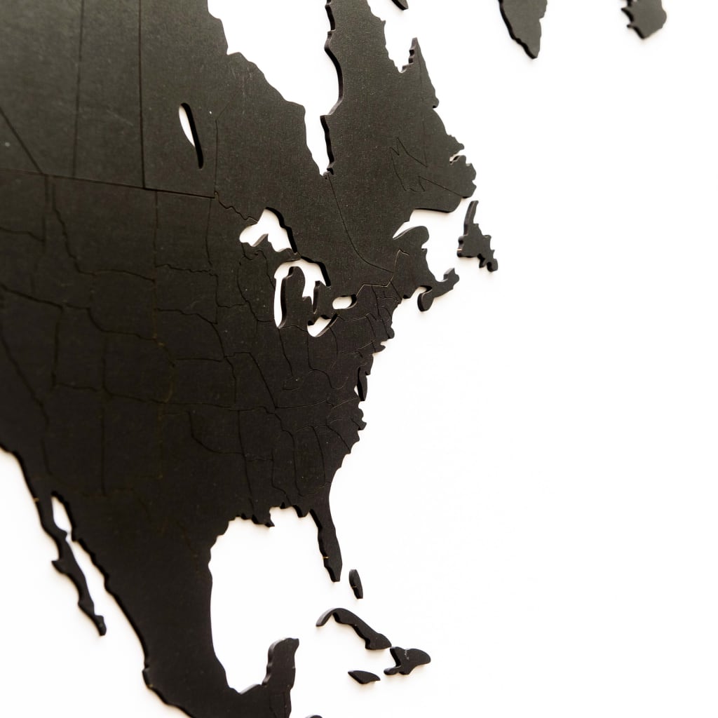 MiMi Innovations Decor perete hartă lume Luxury negru 180x108cm lemn