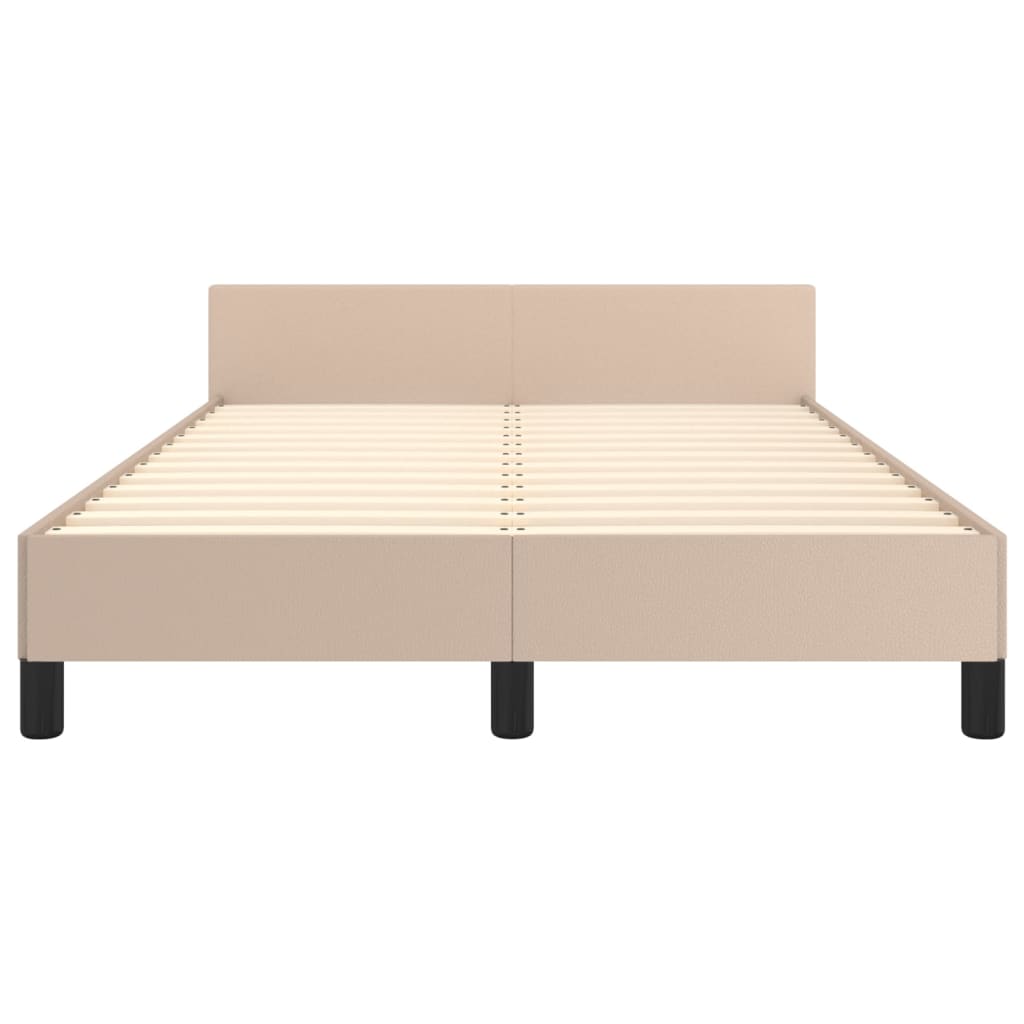 vidaXL Cadru de pat cu tăblie, cappuccino, 120x190 cm, piele ecologică
