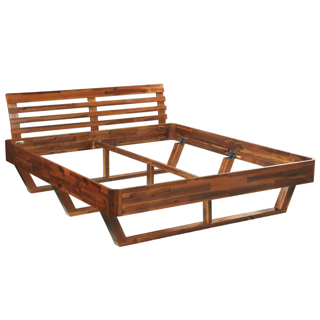 vidaXL Cadru de pat cu 2 noptiere, 180 x 200 cm, lemn masiv de acacia