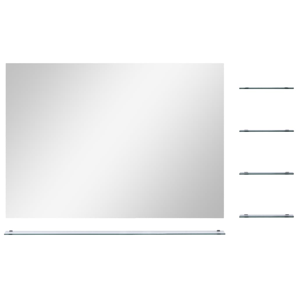 vidaXL Oglindă de perete cu raft, 80 x 60 cm, sticlă securizată