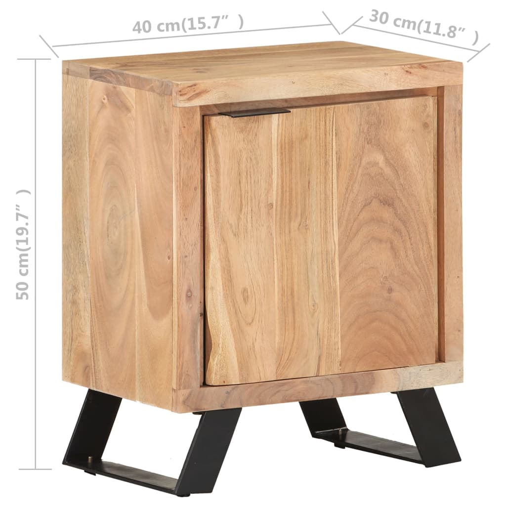 vidaXL Noptieră, 40x30x50 cm, lemn masiv de acacia cu margini vii