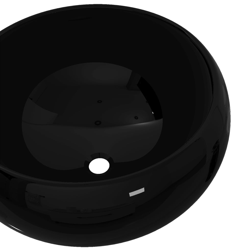 vidaXL Chiuvetă de baie rotundă, negru, 40 x 15 cm, ceramică