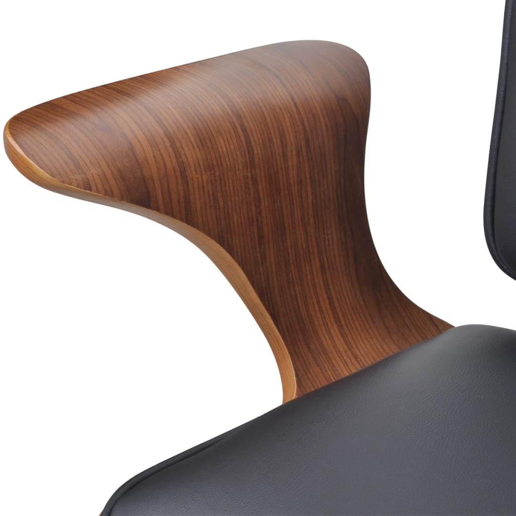 vidaXL Scaun de birou rotativ tapițerie piele ecologică și lemn curbat