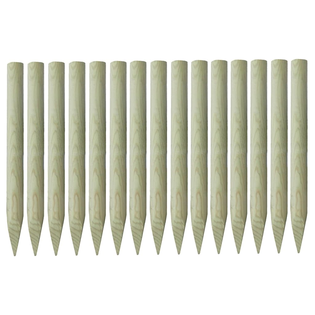 vidaXL Stâlpi de gard ascuțiți, 15 buc., 4x100 cm, lemn de pin tratat