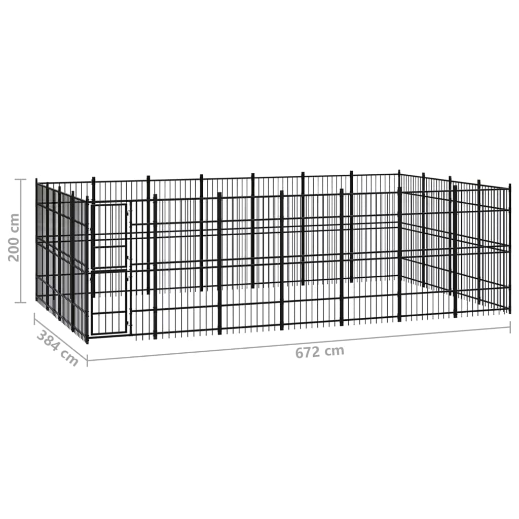 vidaXL Padoc pentru câini de exterior, 25,8 m², oțel