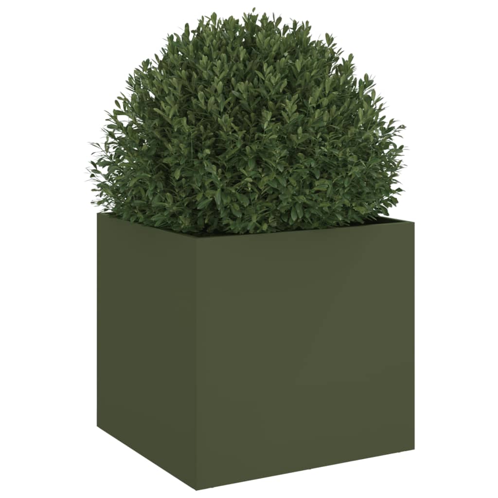 vidaXL Jardinieră, verde măsliniu, 49x47x46 cm, oțel laminat la rece