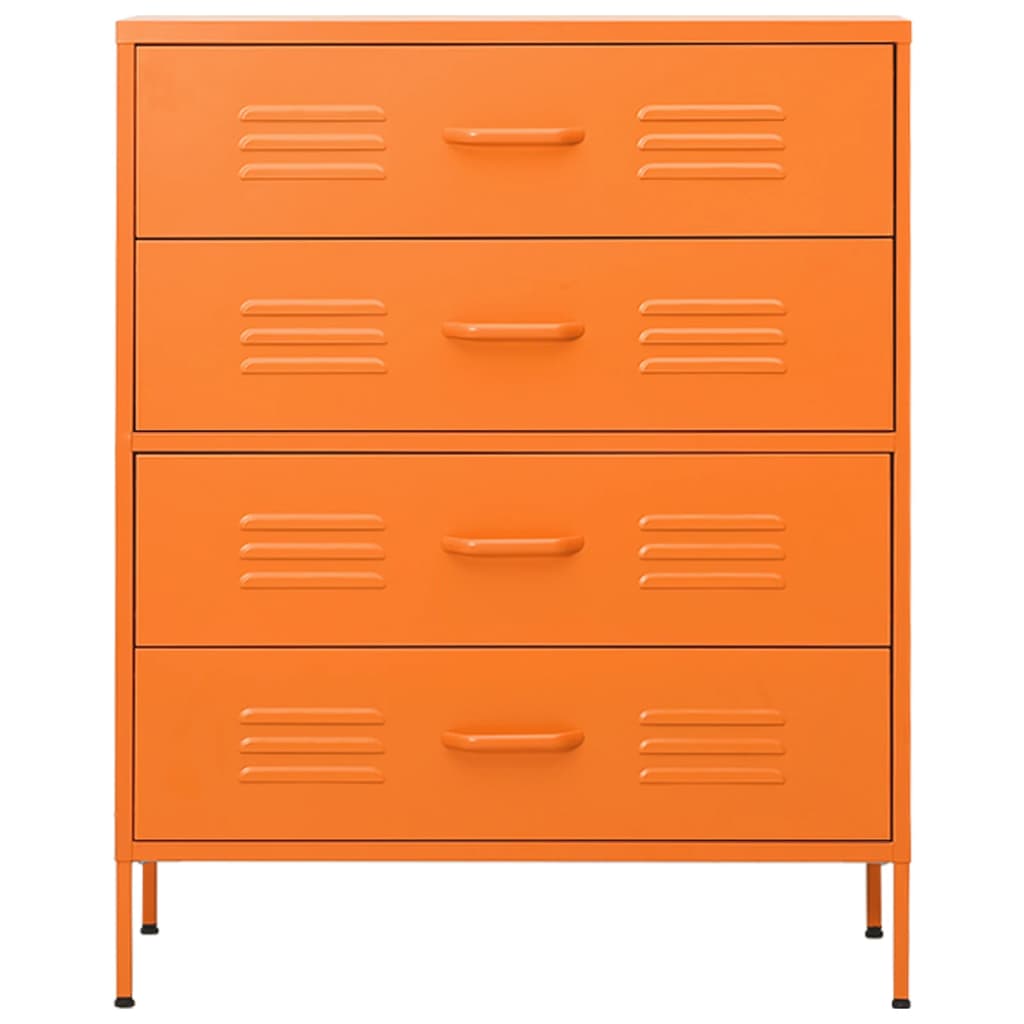 vidaXL Comodă cu sertare, portocaliu, 80x35x101,5 cm, oțel