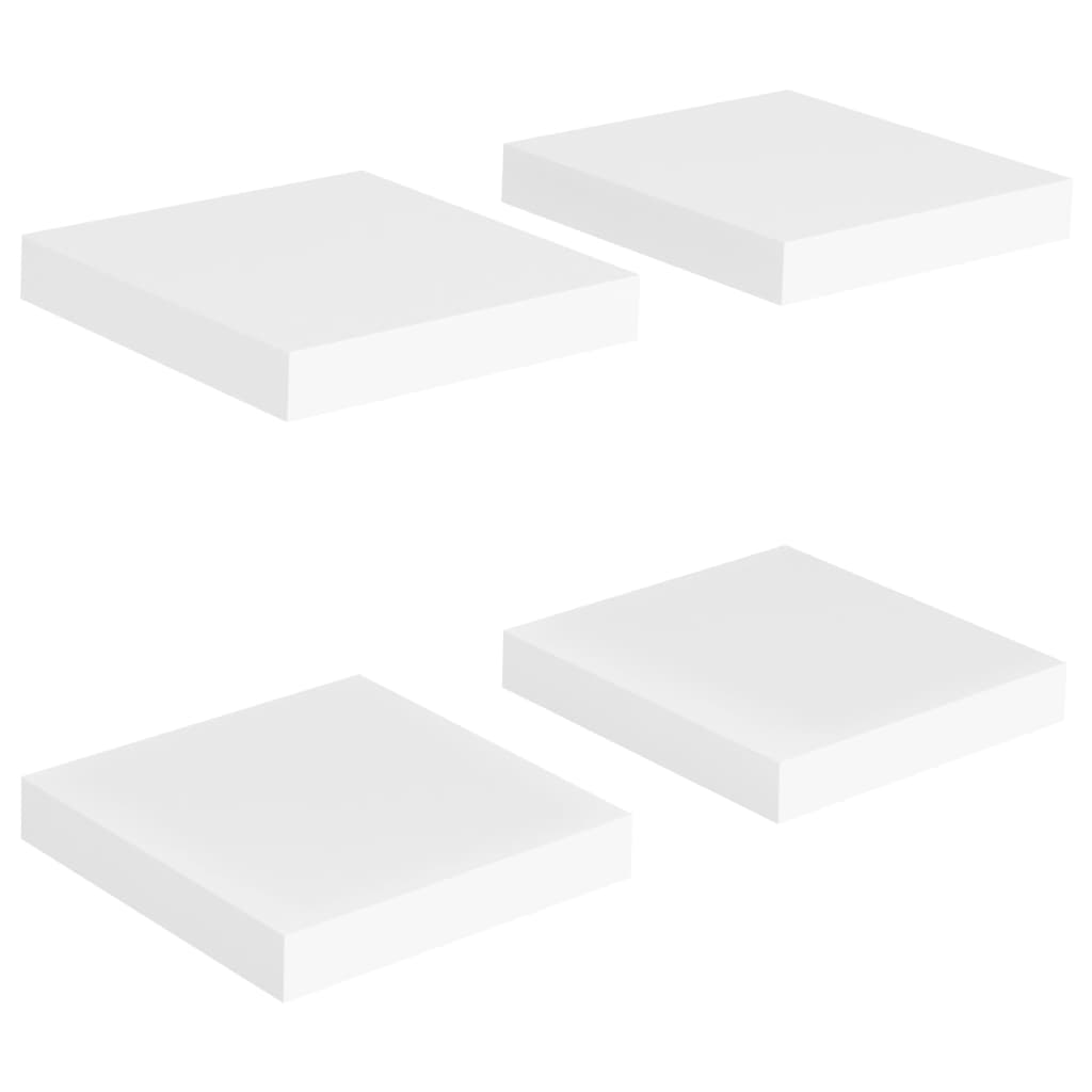 vidaXL Rafturi de perete suspendate, 4 buc., alb, 23x23,5x3,8 cm, MDF