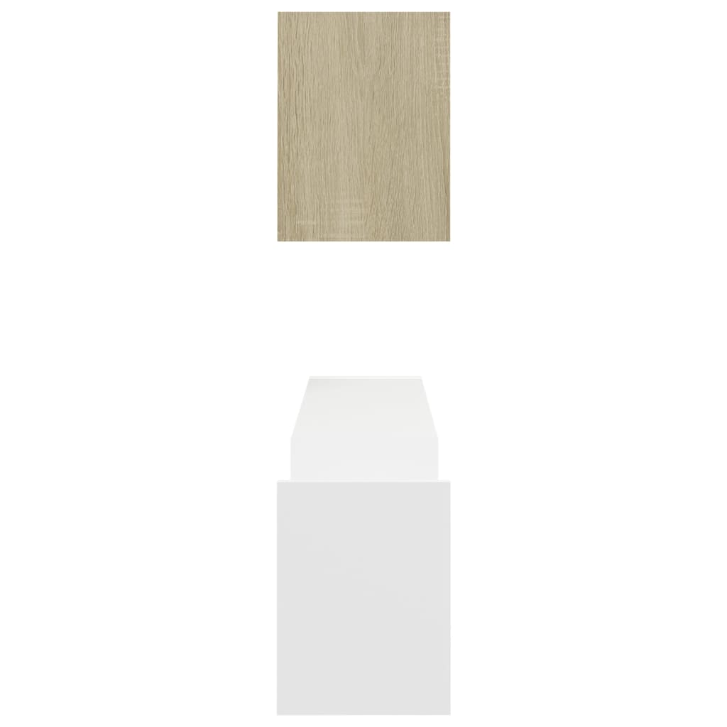 vidaXL Rafturi de perete, 2 buc., alb/stejar sonoma, 100x15x20 cm, PAL
