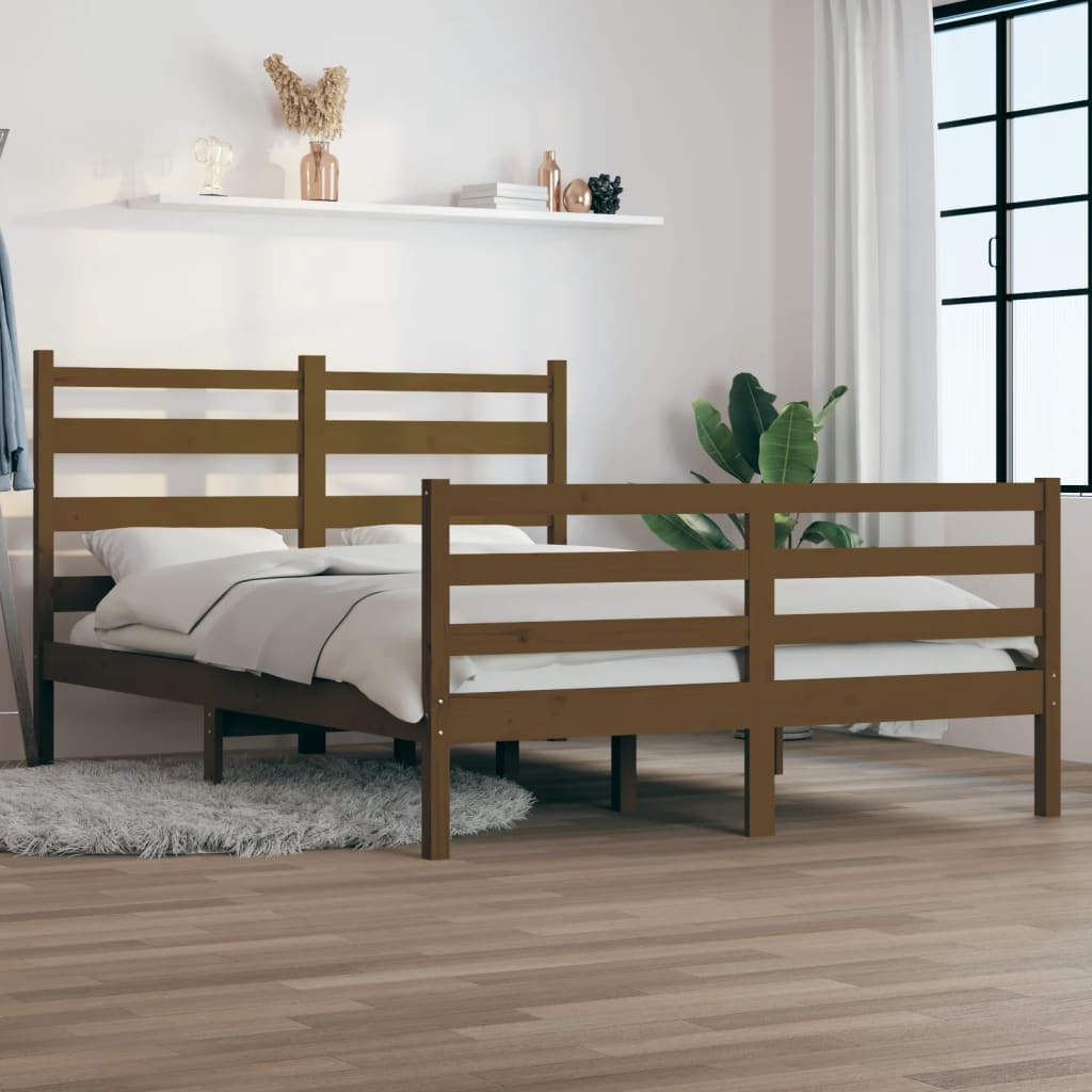 vidaXL Cadru de pat, 160x200 cm, lemn masiv de pin, maro miere