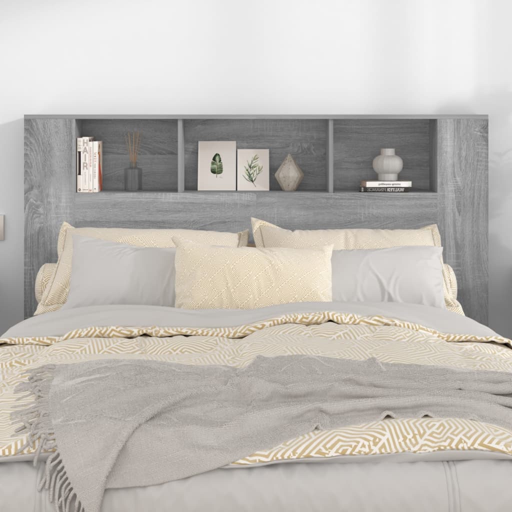vidaXL Tăblie de pat cu dulap, gri sonoma, 160x18,5x104,5 cm
