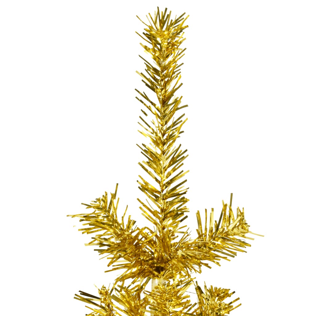 vidaXL Jumătate brad de Crăciun subțire cu suport, auriu, 120 cm