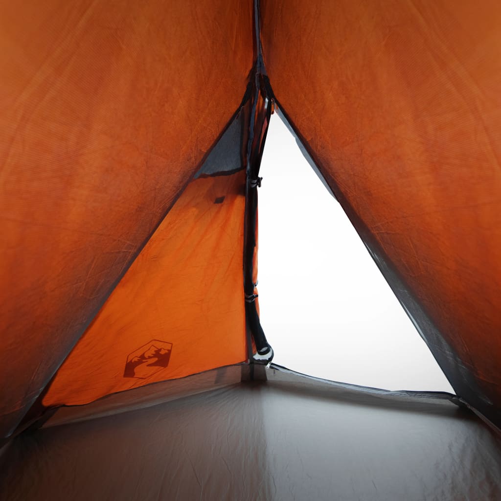 vidaXL Cort de camping pentru 2 persoane, gri/portocaliu, impermeabil